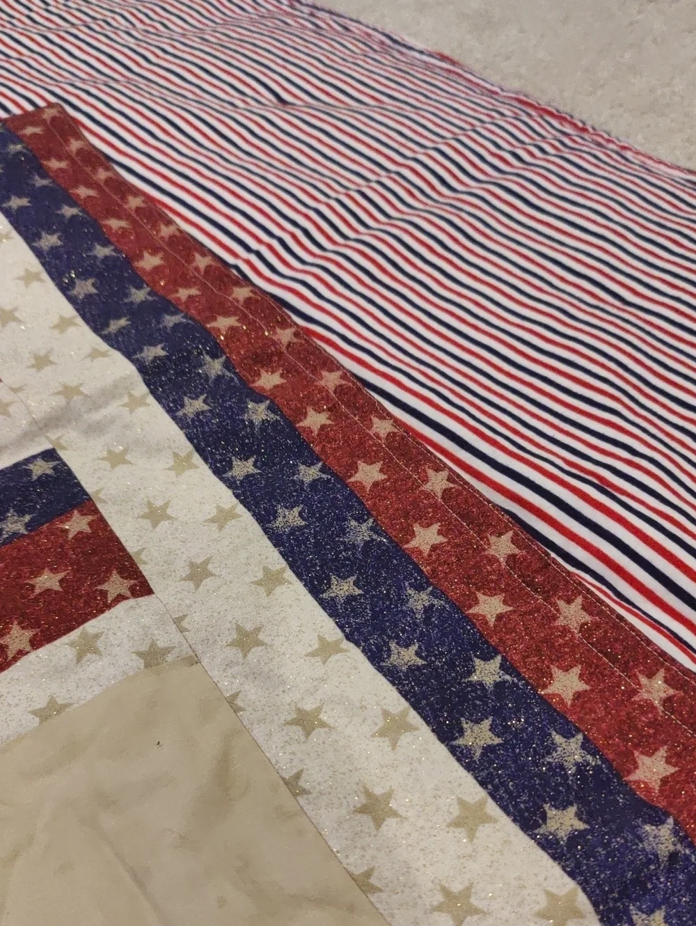 Patriotic American Flag Star Patchwork Cotton Quilt Throw Blanket Y2K Retro Insp
